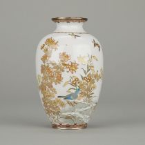 Japanese Cloisonne Bird Vase Style of Kodenji