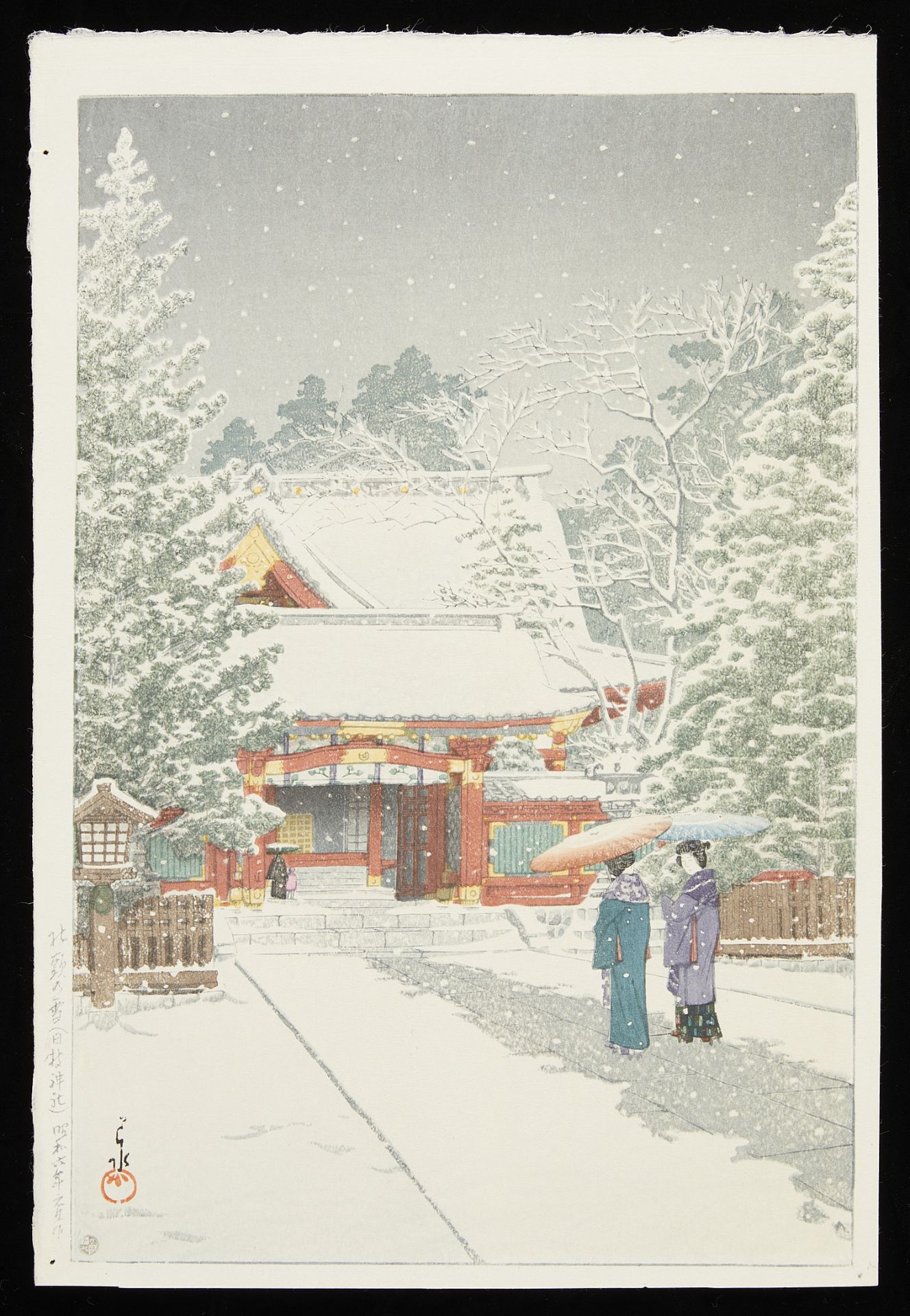 Hasui Kawase "Snow at Hie Shrine Tokyo" Woodblock