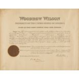 Postmaster Document Signed by Woodrow Wilson