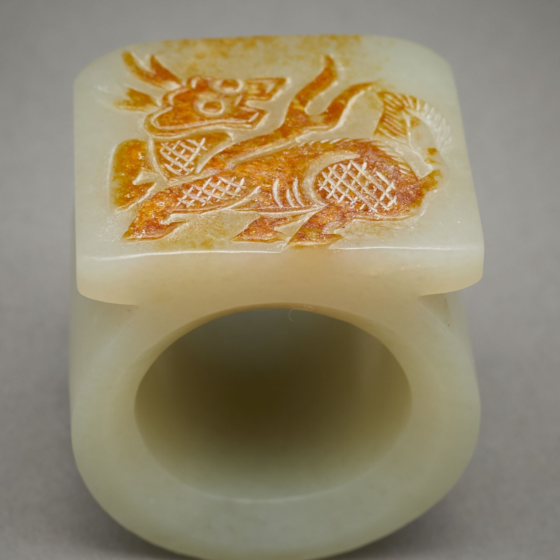 Chinese Carved Jade Archer's Ring w/ Beast - Image 9 of 9