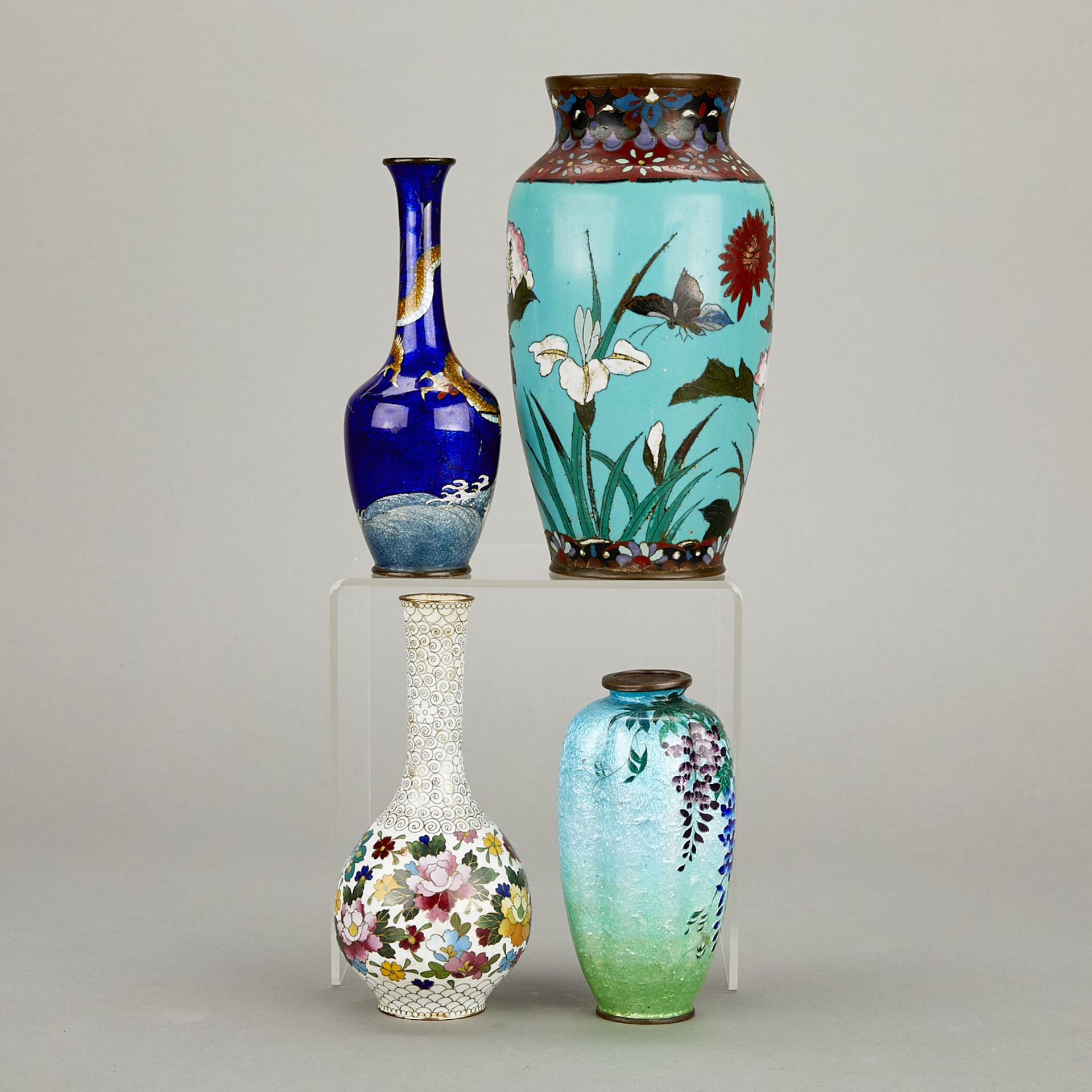 4 Antique Japanese Cloisonne Vases - Bild 5 aus 19