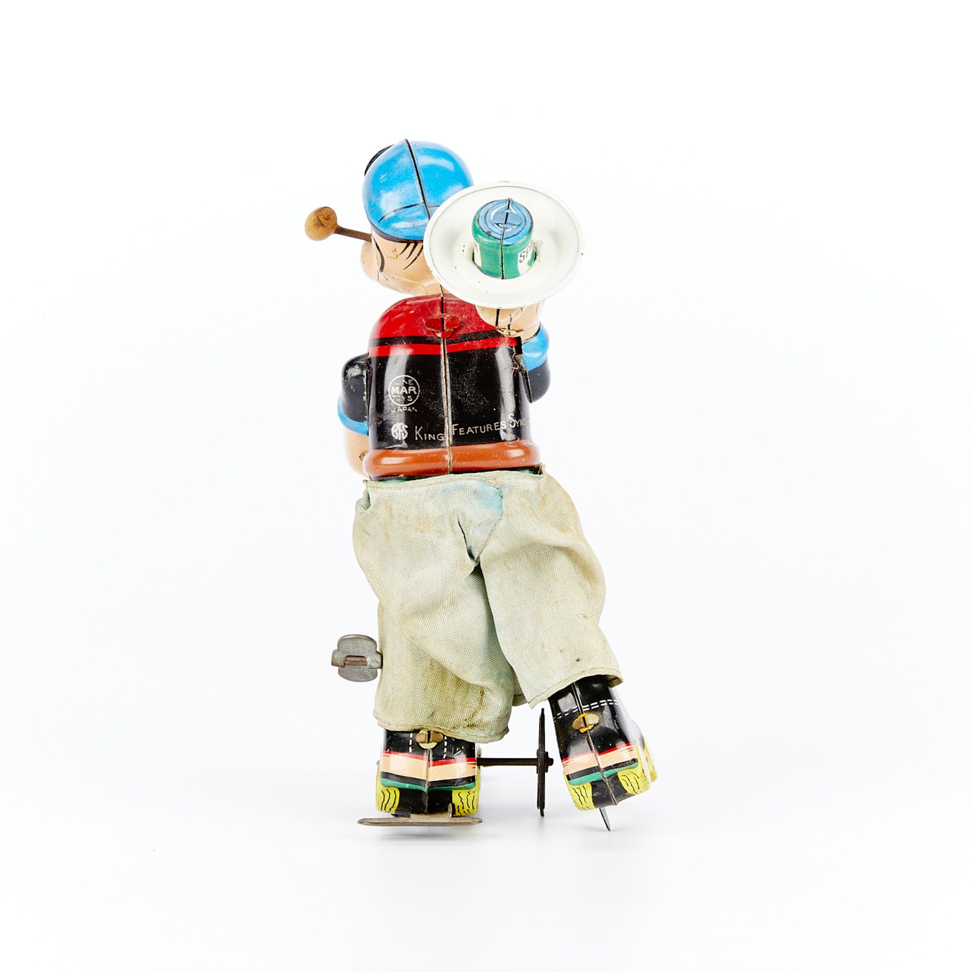 Marx Linemar Tin Wind-up Popeye Roller Skates Toy - Image 6 of 9