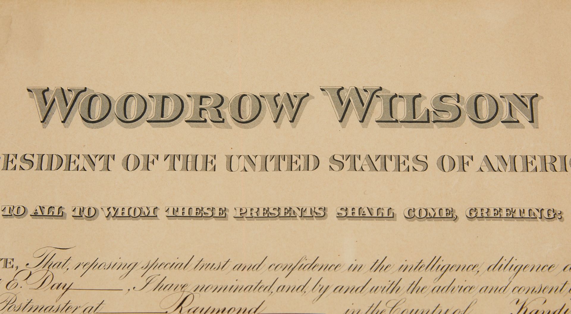 Postmaster Document Signed by Woodrow Wilson - Image 4 of 8
