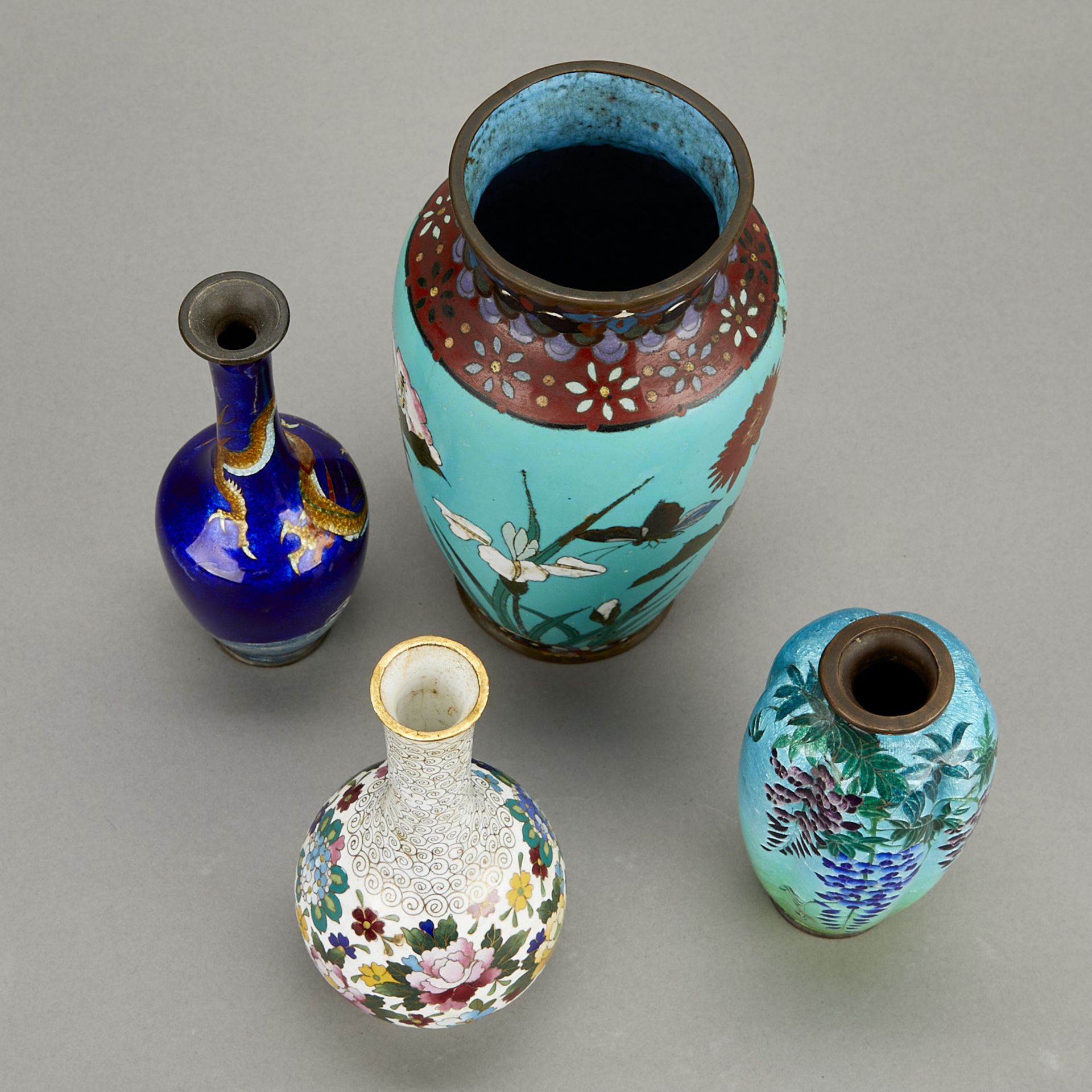 4 Antique Japanese Cloisonne Vases - Bild 6 aus 19