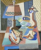Jan Matulka "Still Life w/ Ceramic Bird" Painting