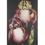 Lowell Nesbitt "Two Irises on Black" Oil on Canvas