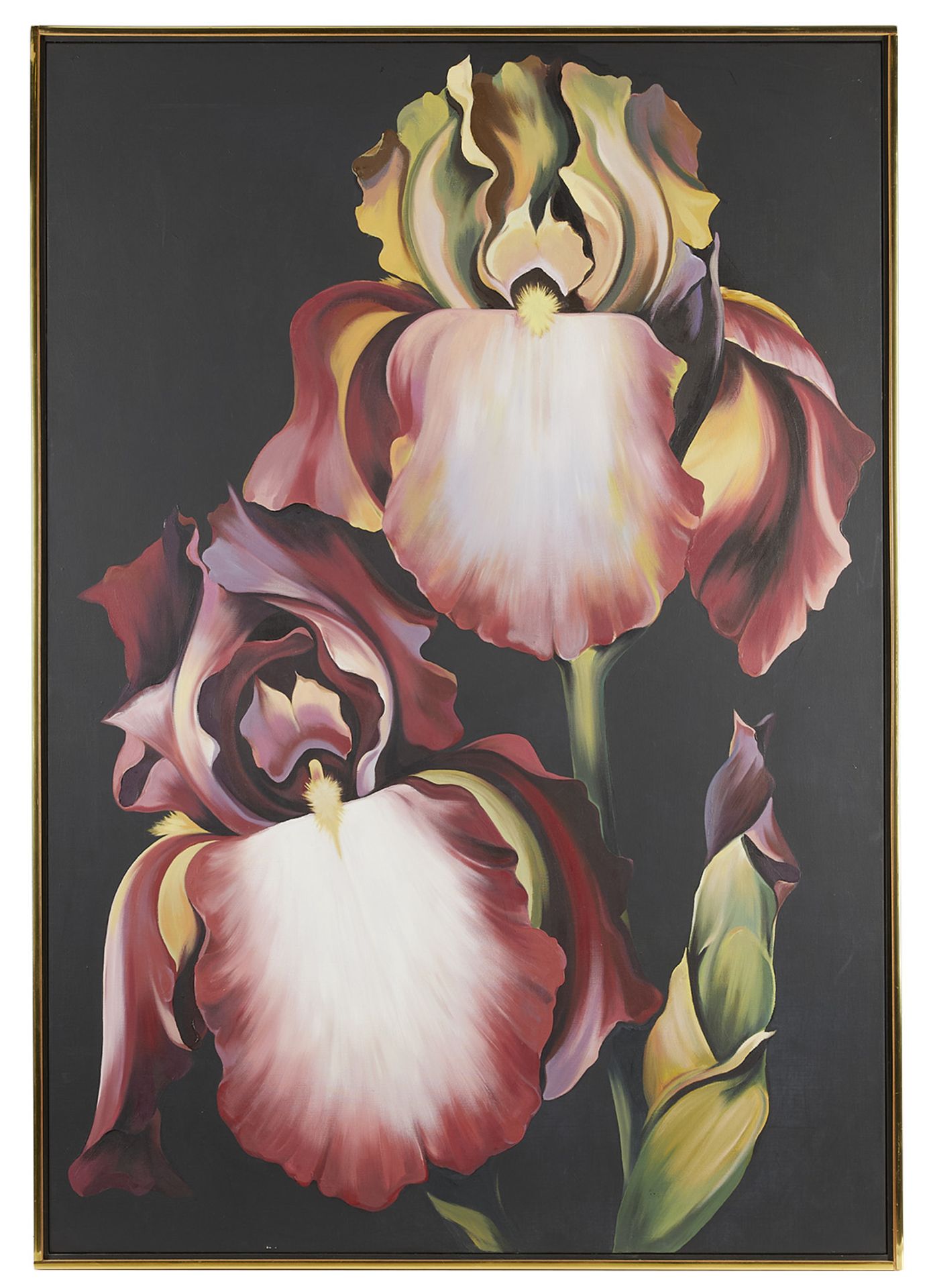 Lowell Nesbitt "Two Irises on Black" Oil on Canvas - Image 3 of 9