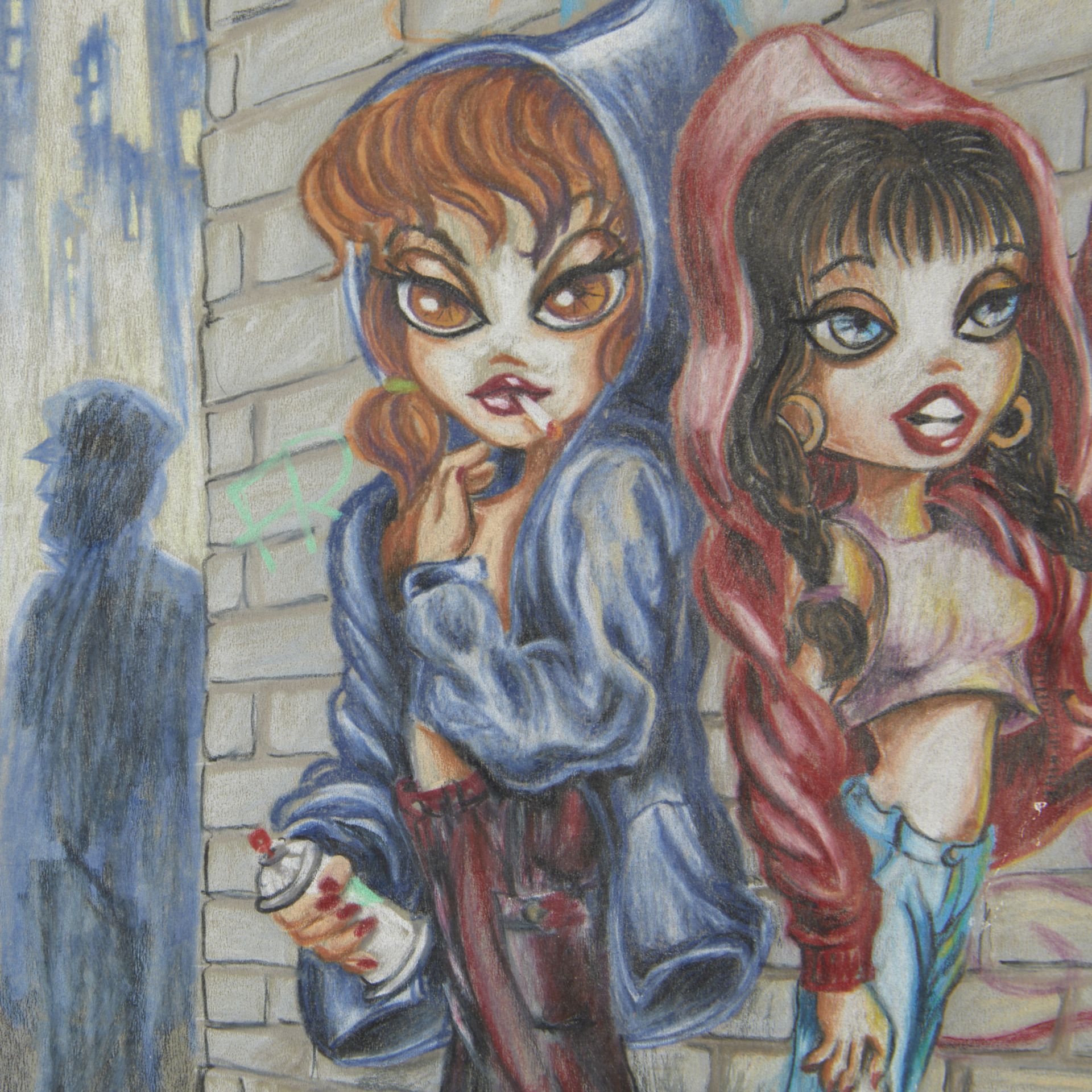 Lady Pink "Bomber Girls" Colored Pencil on Vellum - Bild 5 aus 6