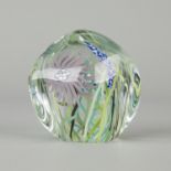 David R. Huchthausen Floral Glass Paperweight