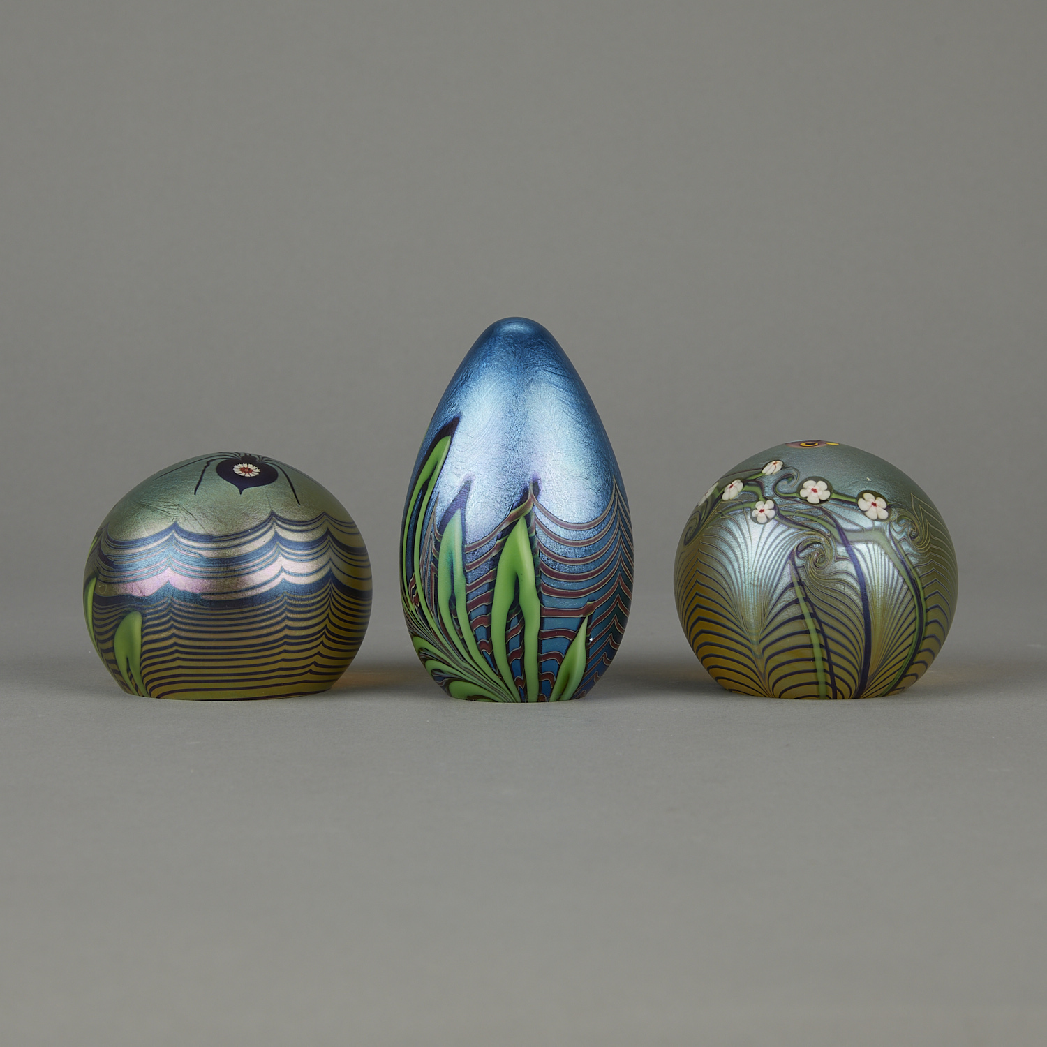 3 Orient & Flume Favrile Glass Paperweights - Image 3 of 11