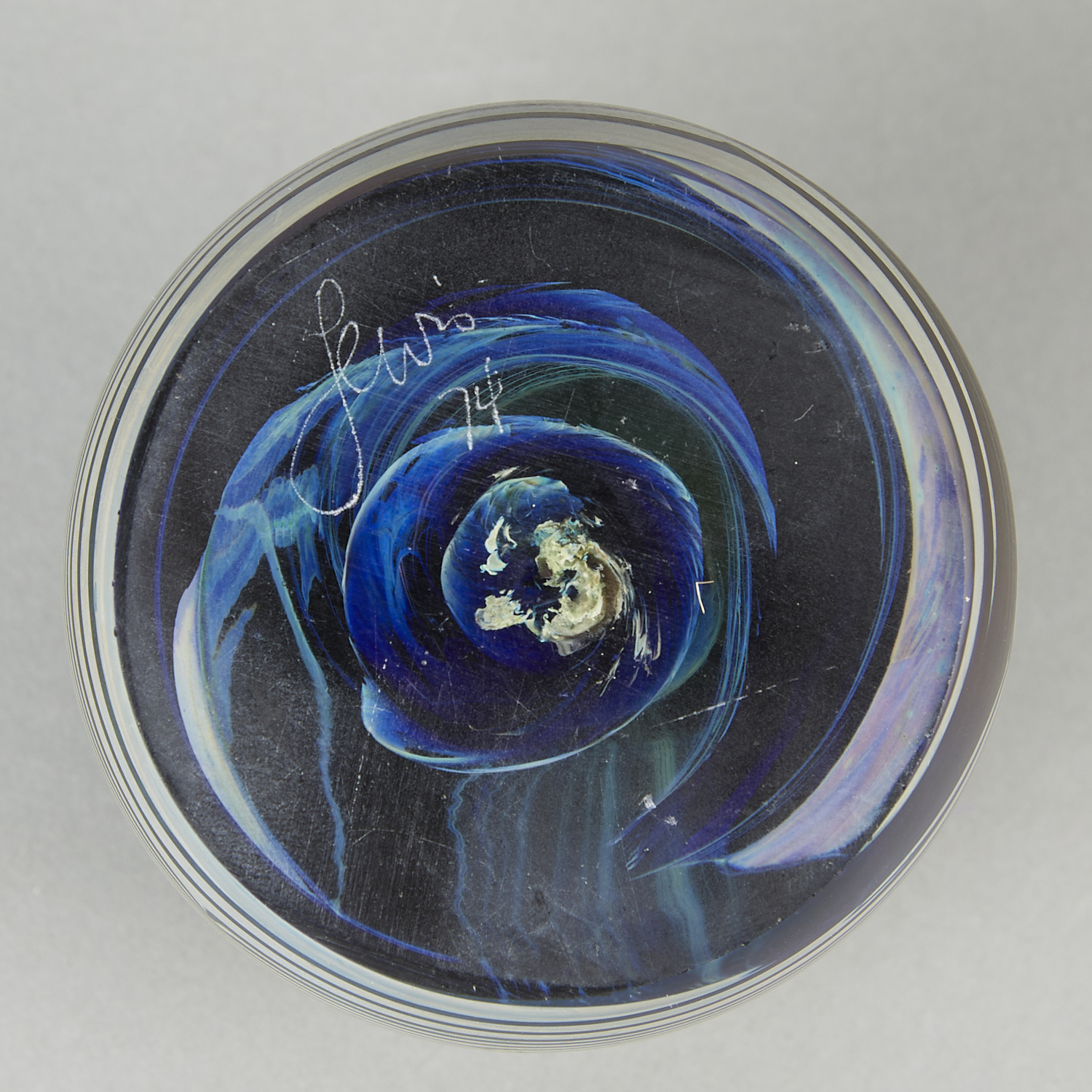 John Lewis Moon Favrile Glass Paperweight 1974 - Image 4 of 5
