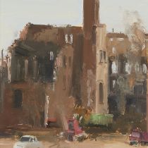 Stuart Shils "Urban Ruins" Oil on Paper Painting