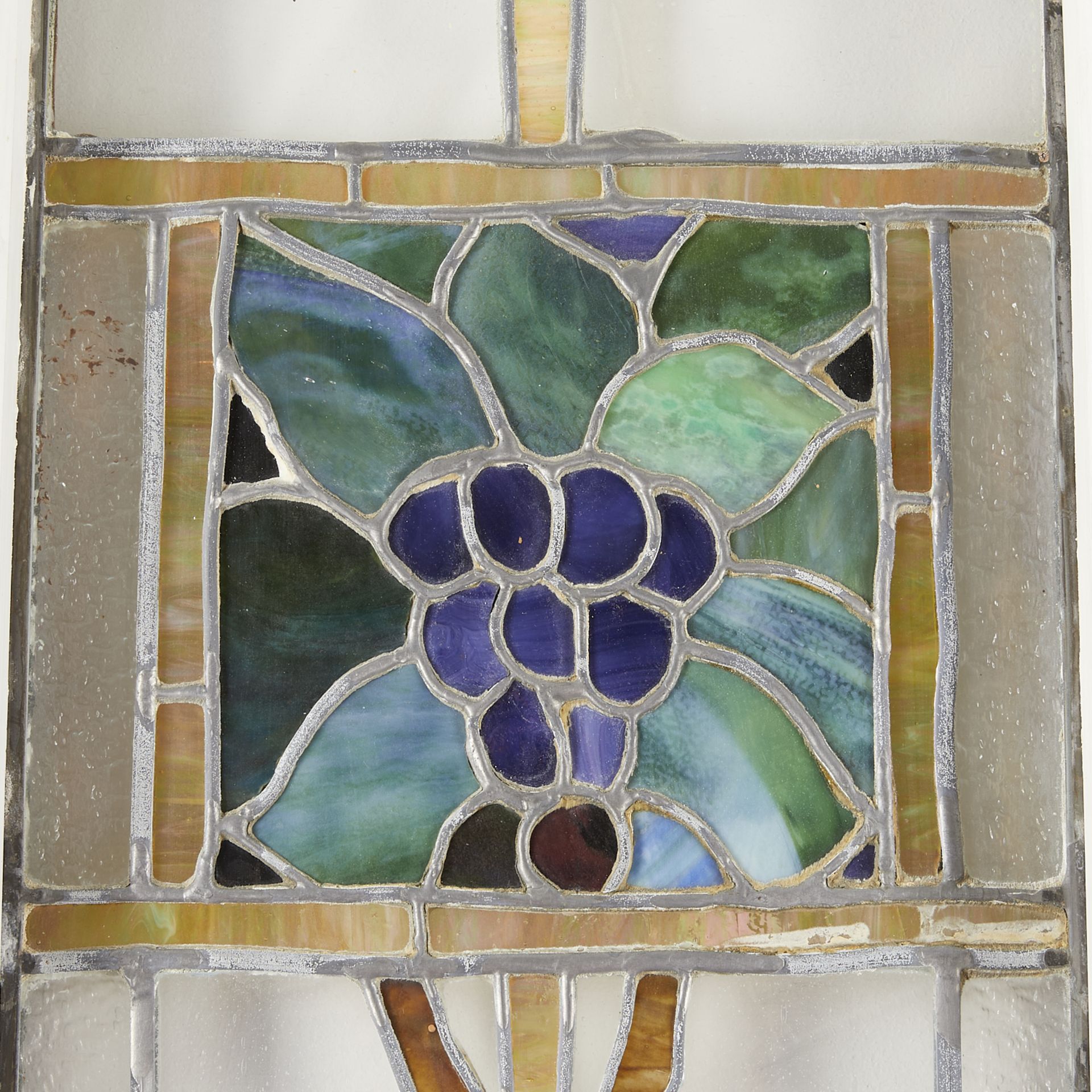 2 Antique Stained Glass Windows w/ Grapes - Image 2 of 12