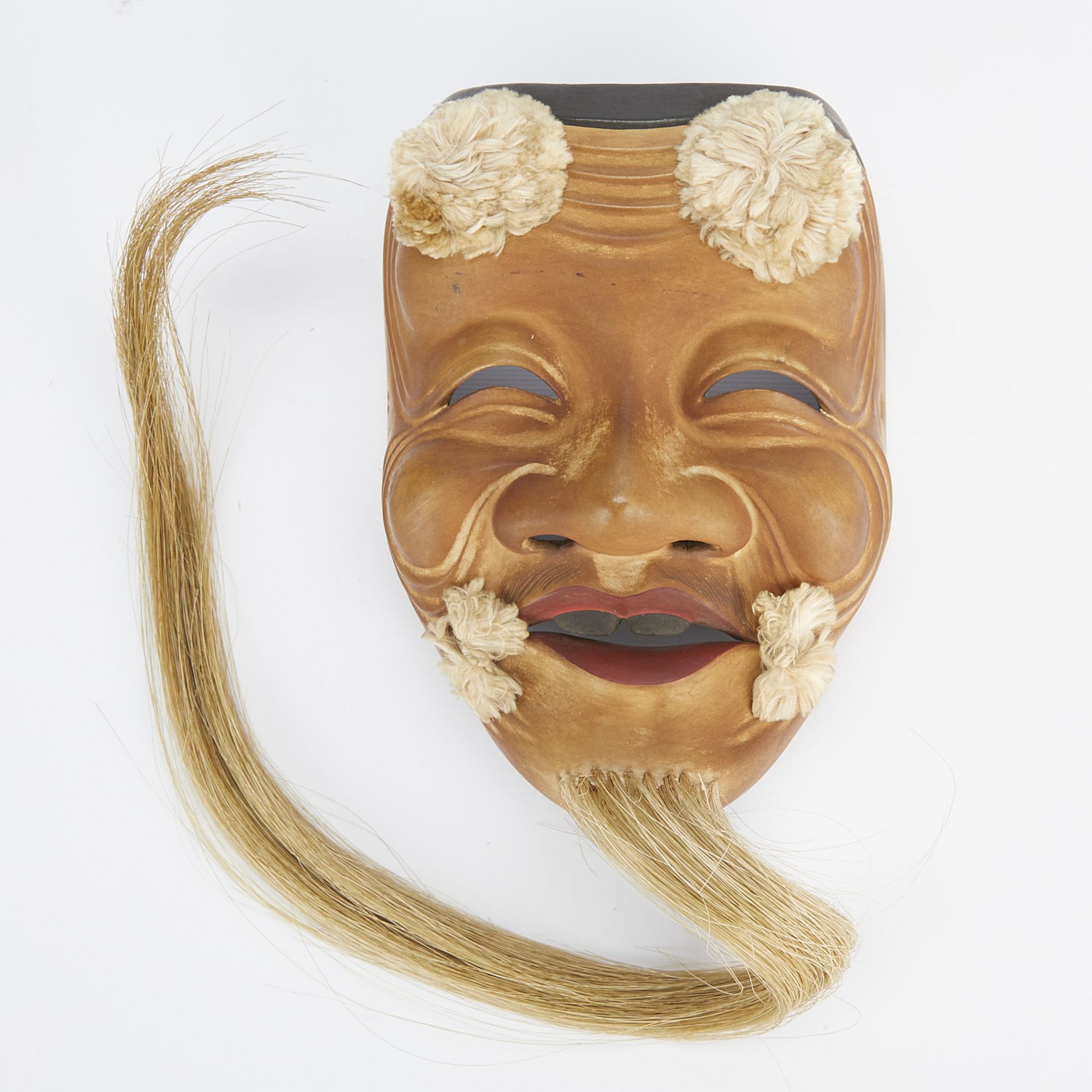 Kano Tessai Carved Wood Noh Mask - Bild 5 aus 15