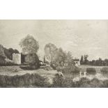 Giroux "Pond at Ville-d'Avray" Etching After Corot