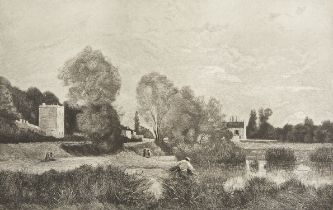 Giroux "Pond at Ville-d'Avray" Etching After Corot