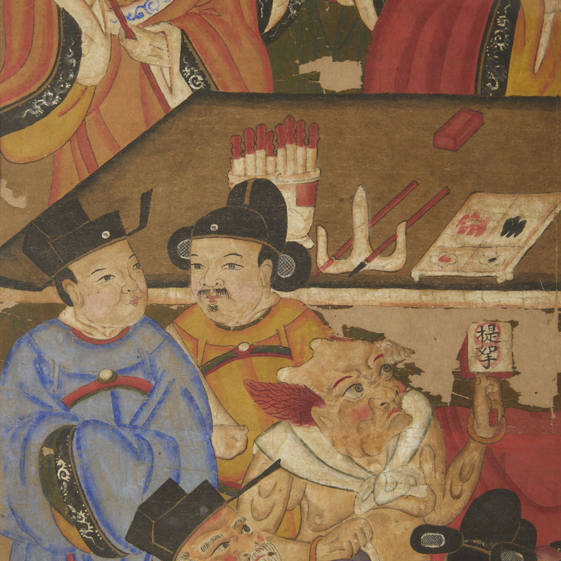 Chinese Daoist "Judge of Hell" Scroll Painting - Bild 2 aus 11