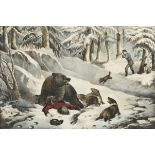 Currier & Ives "Bear Hunting" Print