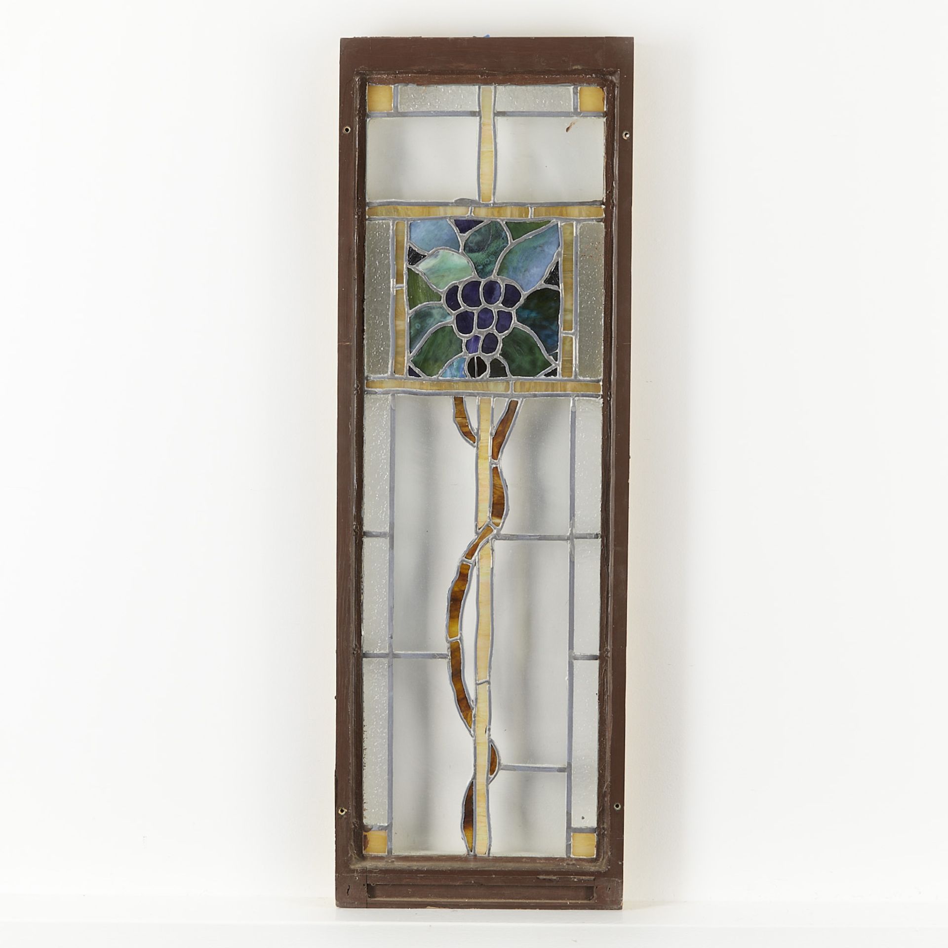 2 Antique Stained Glass Windows w/ Grapes - Image 6 of 12