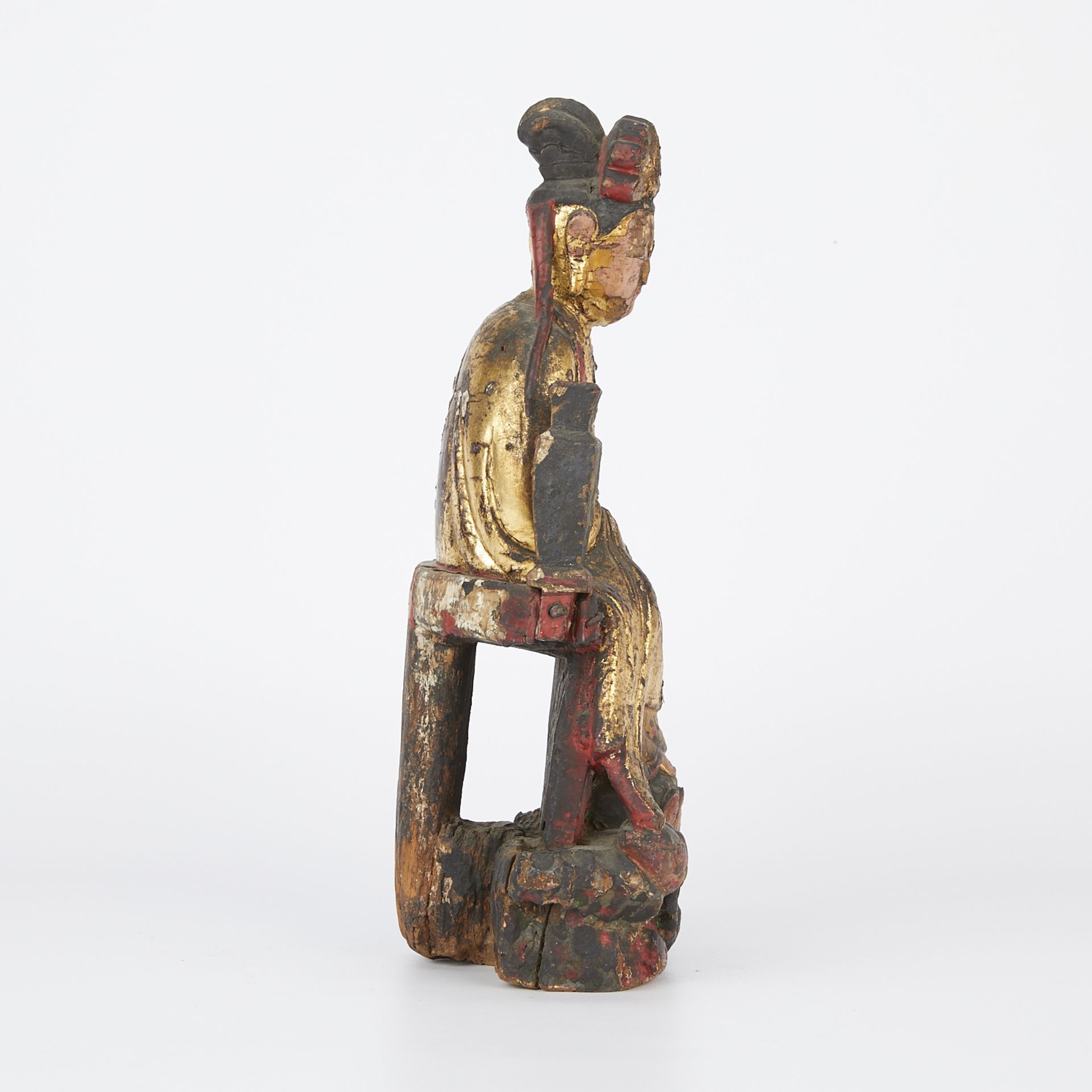 18th-19th c. Chinese Gilt Wooden Guanyin - Image 5 of 9