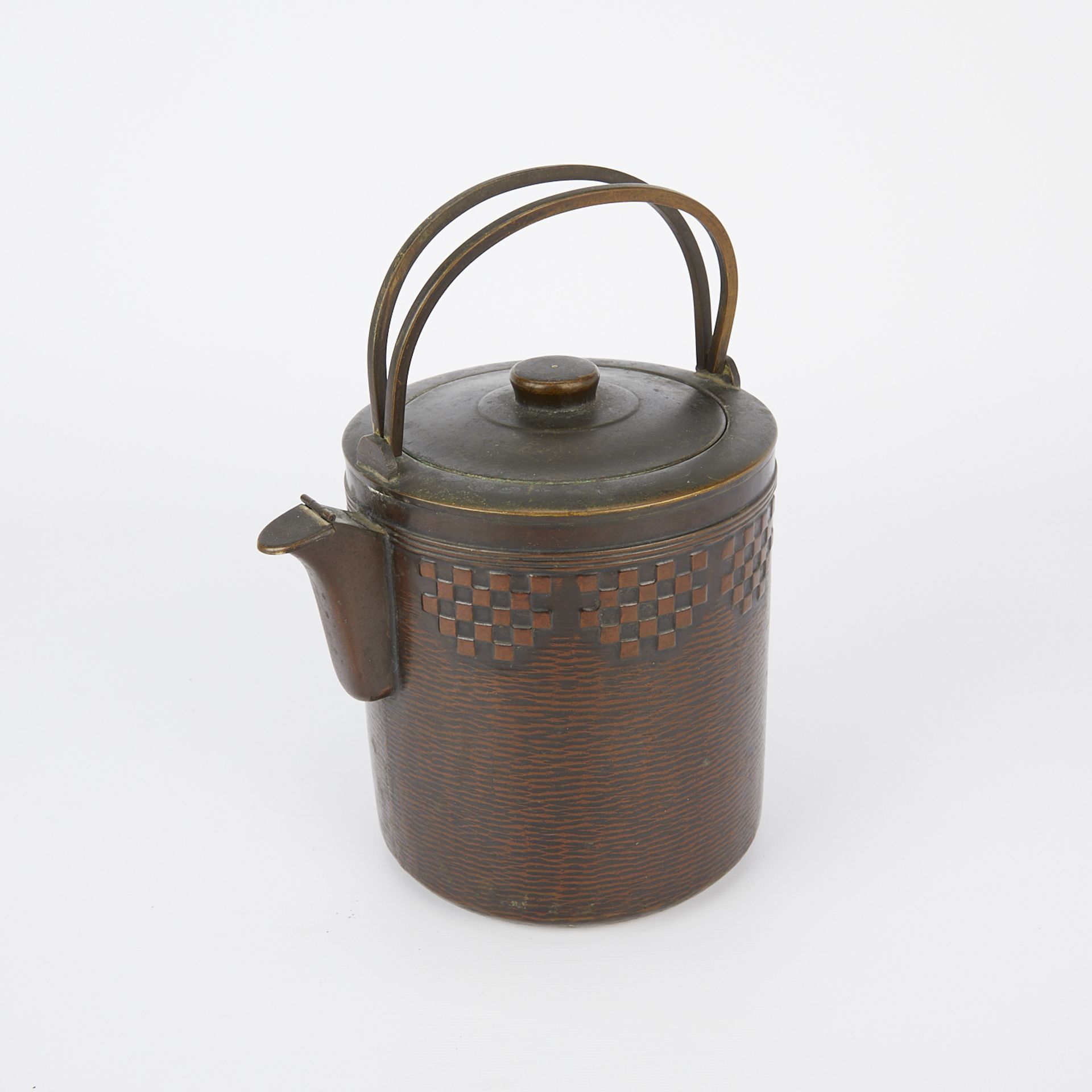20th c. Japanese Hammered Brass Tea Pot - Image 9 of 13