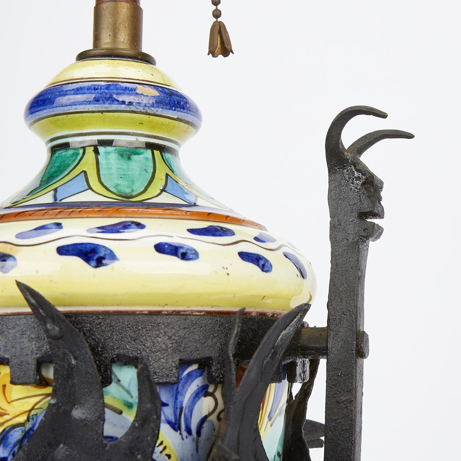 Italian Ceramic Vase Lamp w/ Iron Stand - Image 10 of 15