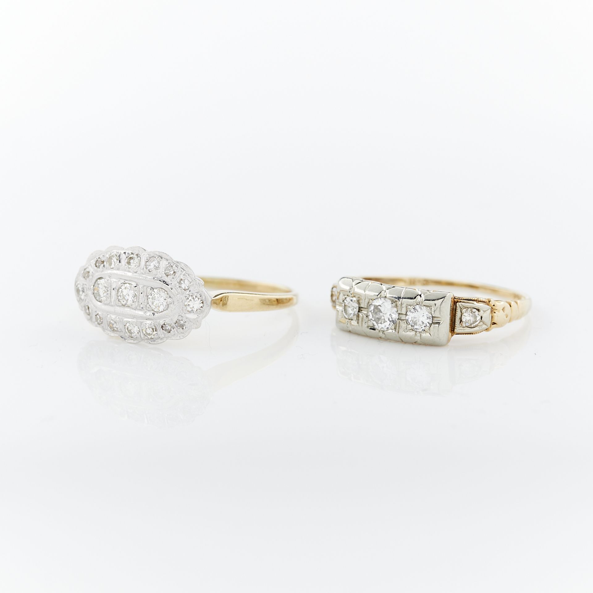 2 14k Gold Art Deco Style Diamond Rings
