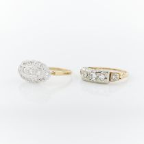 2 14k Gold Art Deco Style Diamond Rings