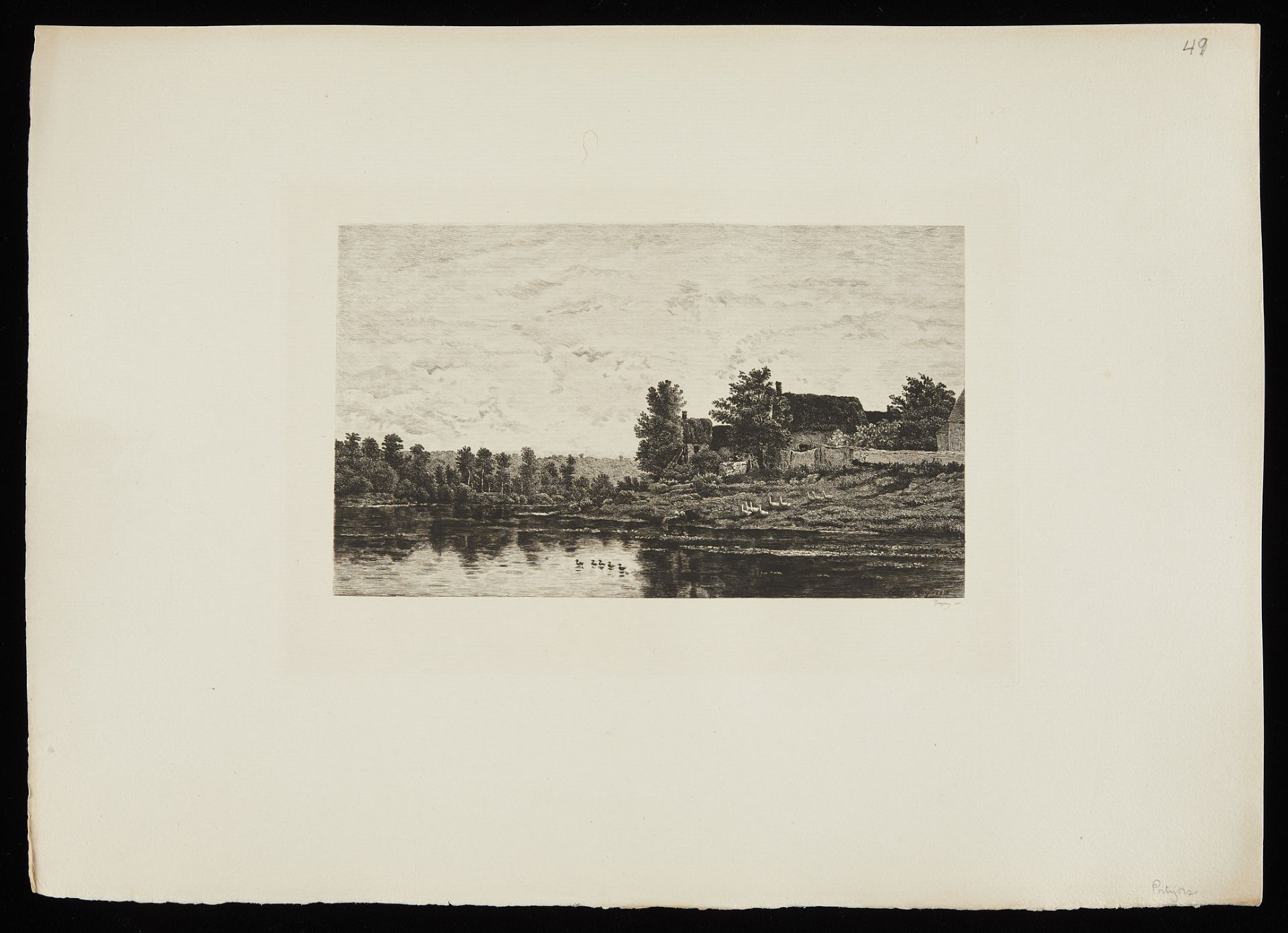 Gaujean "Banks of the Oise" Etching Daubigny 1883 - Image 3 of 6