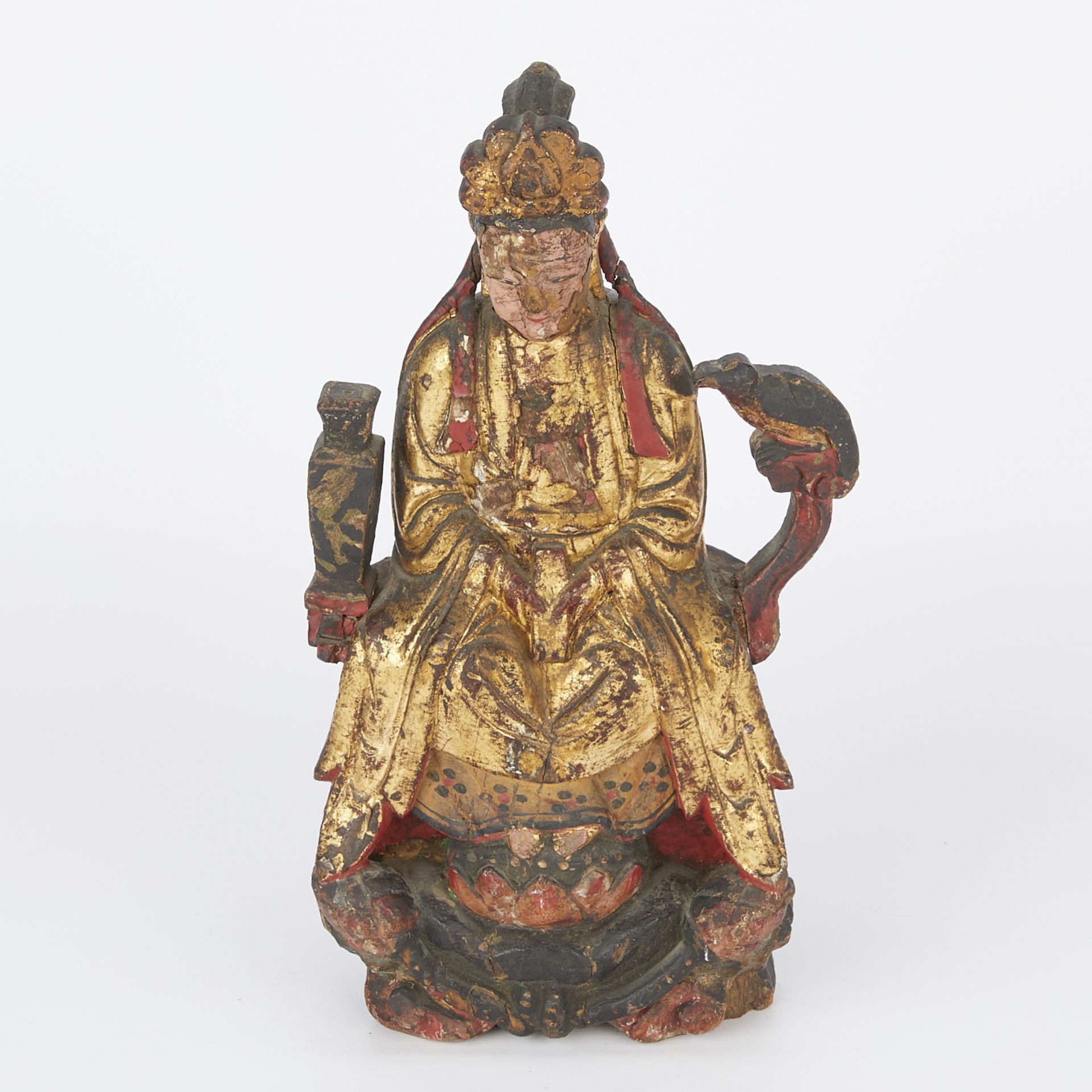 18th-19th c. Chinese Gilt Wooden Guanyin - Image 7 of 9