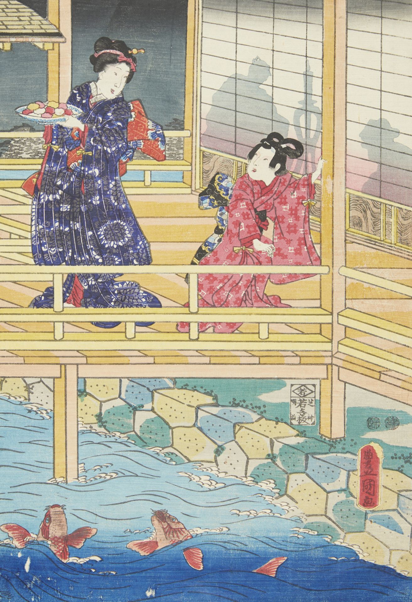 Pair of Kunisada "Genji Monogatari" Woodblocks - Image 2 of 12