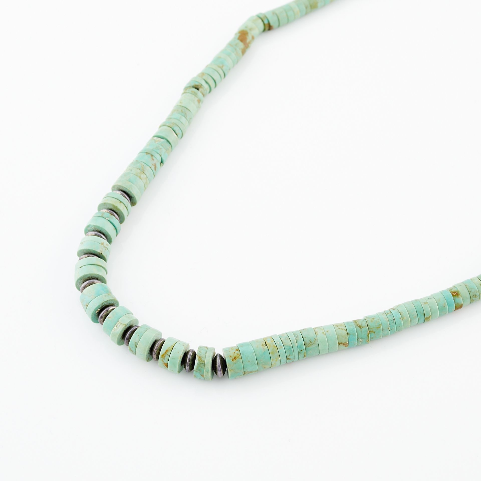 Turquoise Heishi Necklace w/ Silver Beads - Bild 6 aus 7