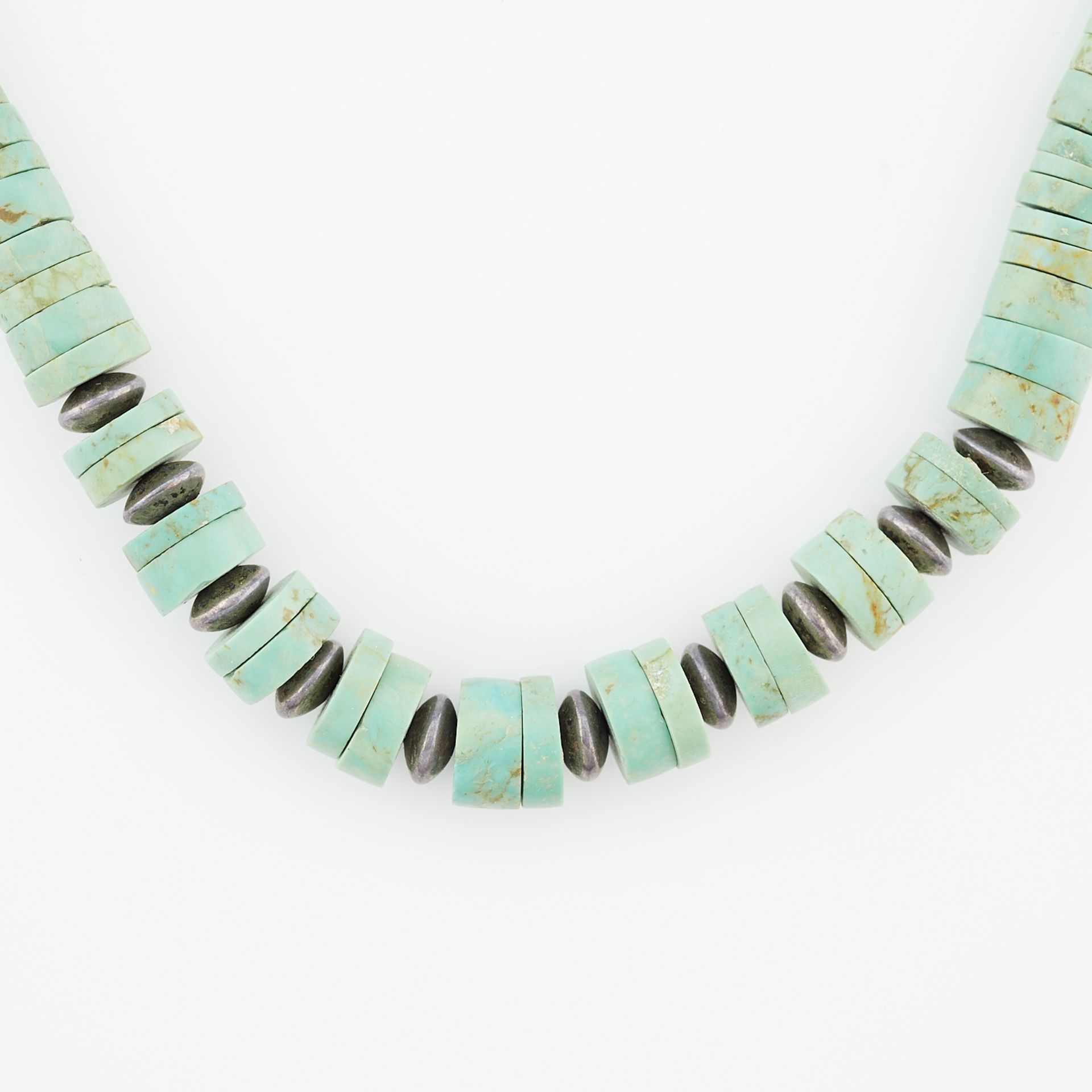 Turquoise Heishi Necklace w/ Silver Beads - Bild 3 aus 7