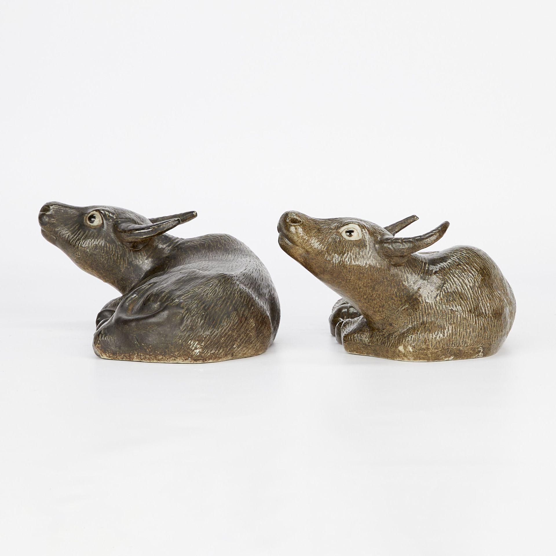 Pair of Antique Chinese Ceramic Water Buffalos - Image 5 of 13