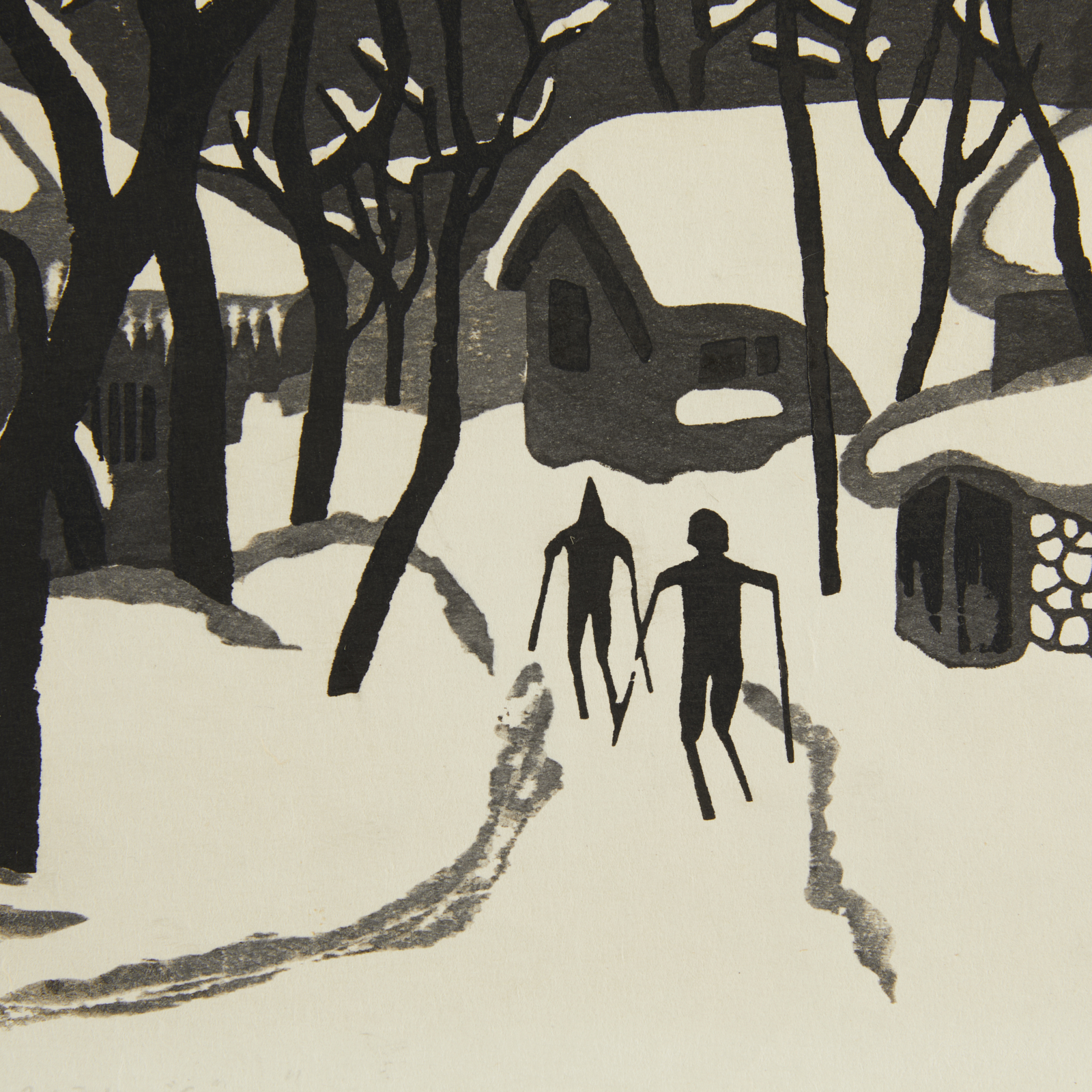 Kiyoshi Saito "Winter in Aizu" Woodblock Print - Image 5 of 7