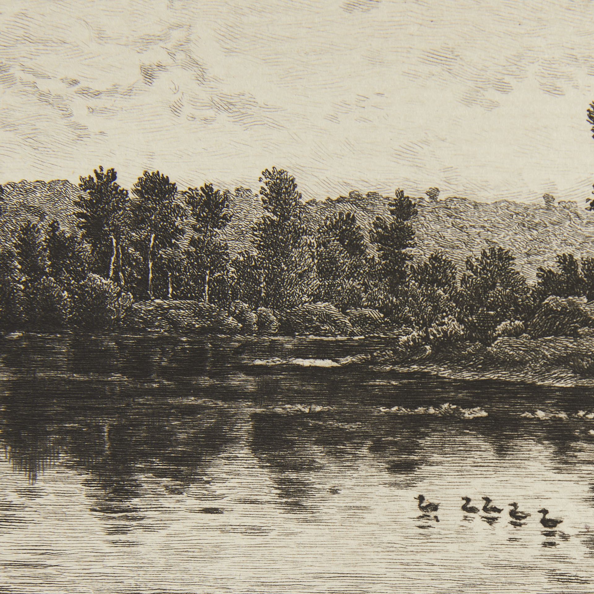 Gaujean "Banks of the Oise" Etching Daubigny 1883 - Image 4 of 6