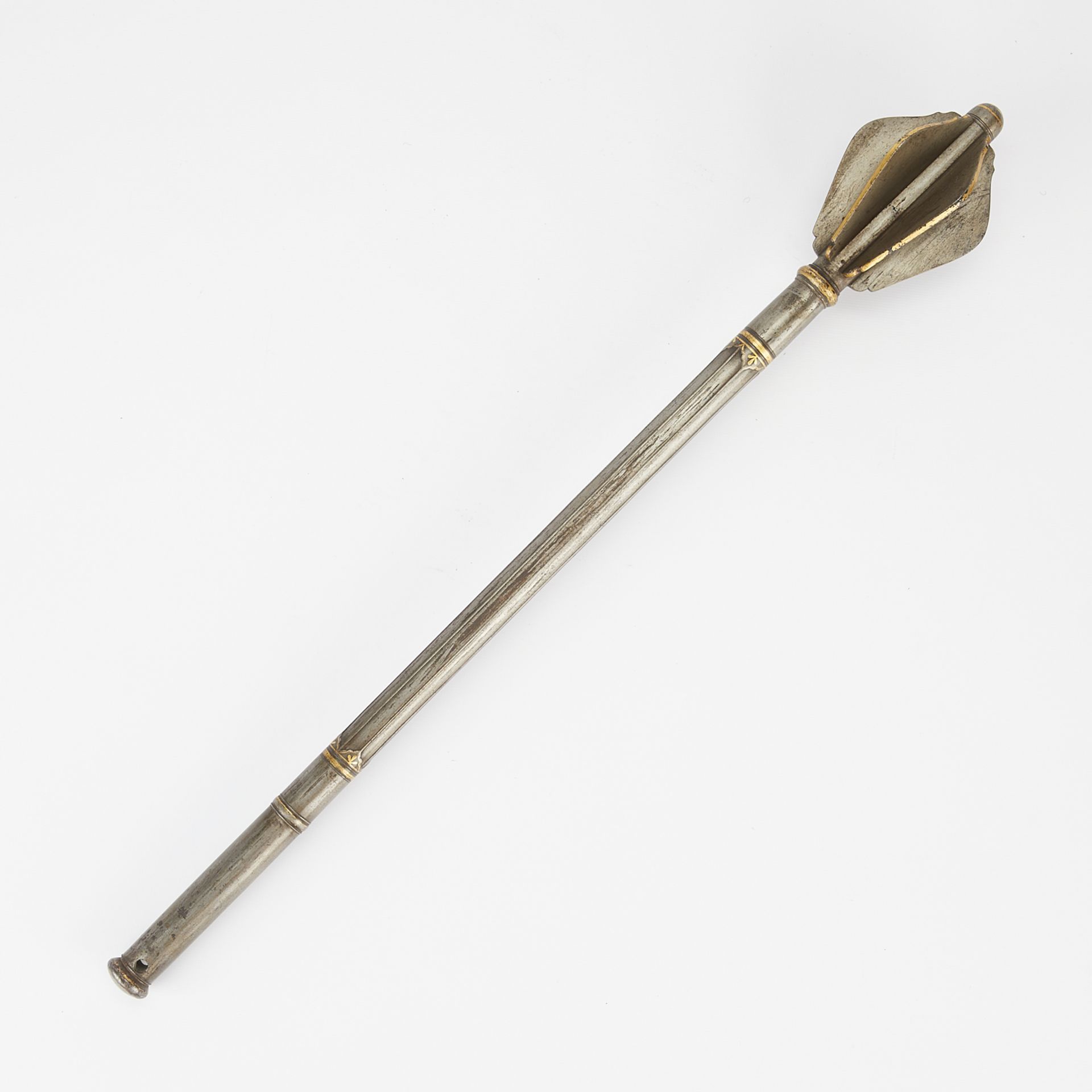 17th/18th c. Ottoman Gold Damscened Flanged Mace - Image 3 of 7