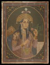 Mughal Silk Portrait Painting Mumtaz Mahal