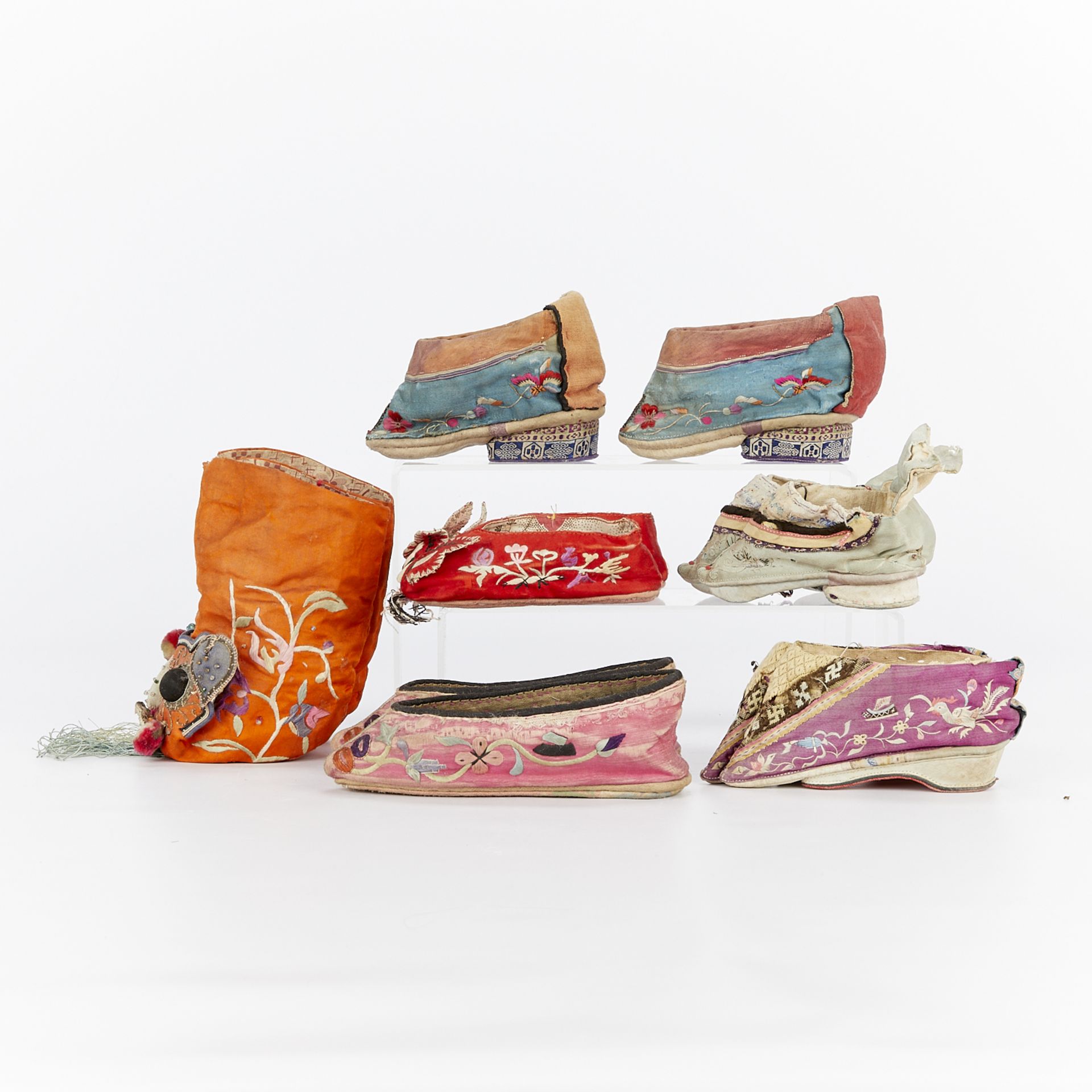 6 Pairs of Chinese Silk Foot Binding Shoes - Image 5 of 12