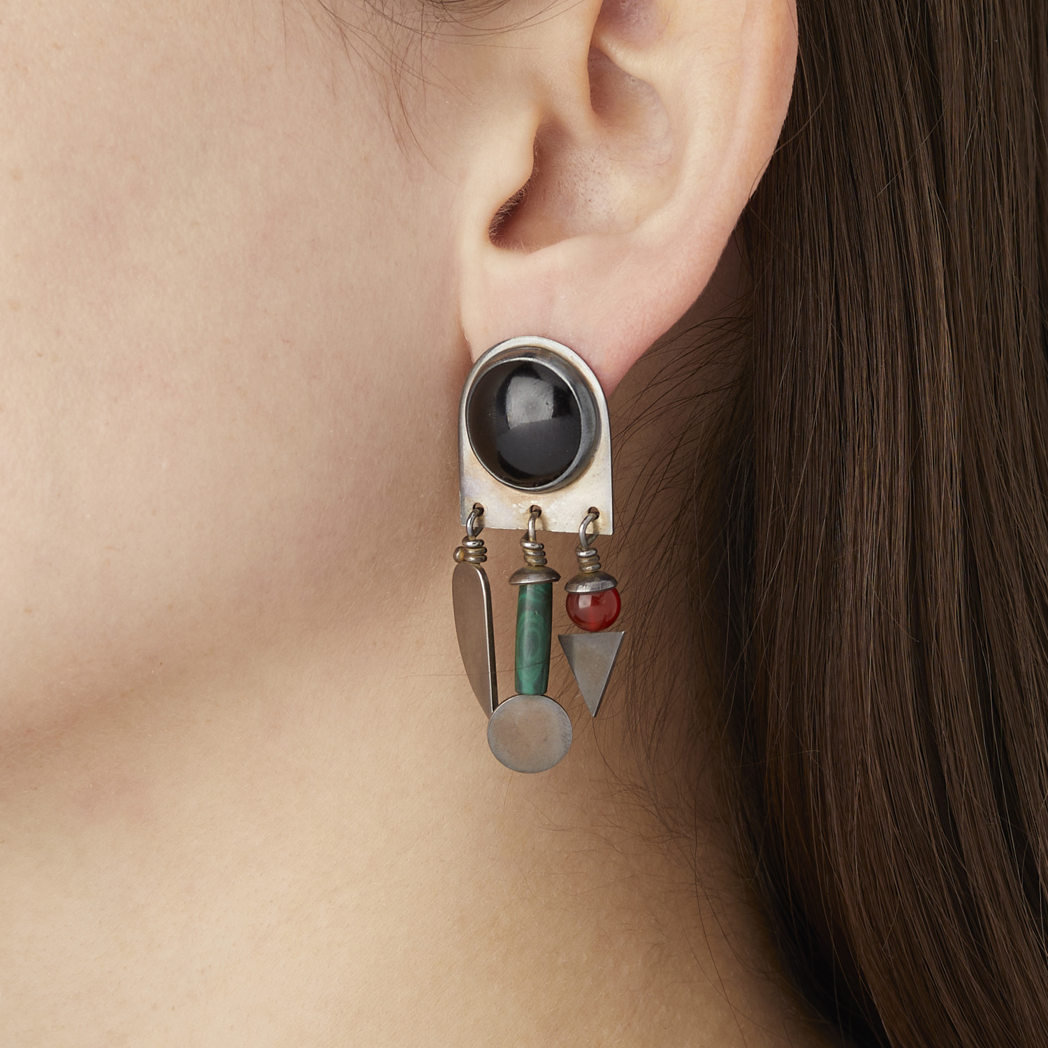 Pair of Heinz Brummel Onyx & Malachite Earrings - Image 2 of 6