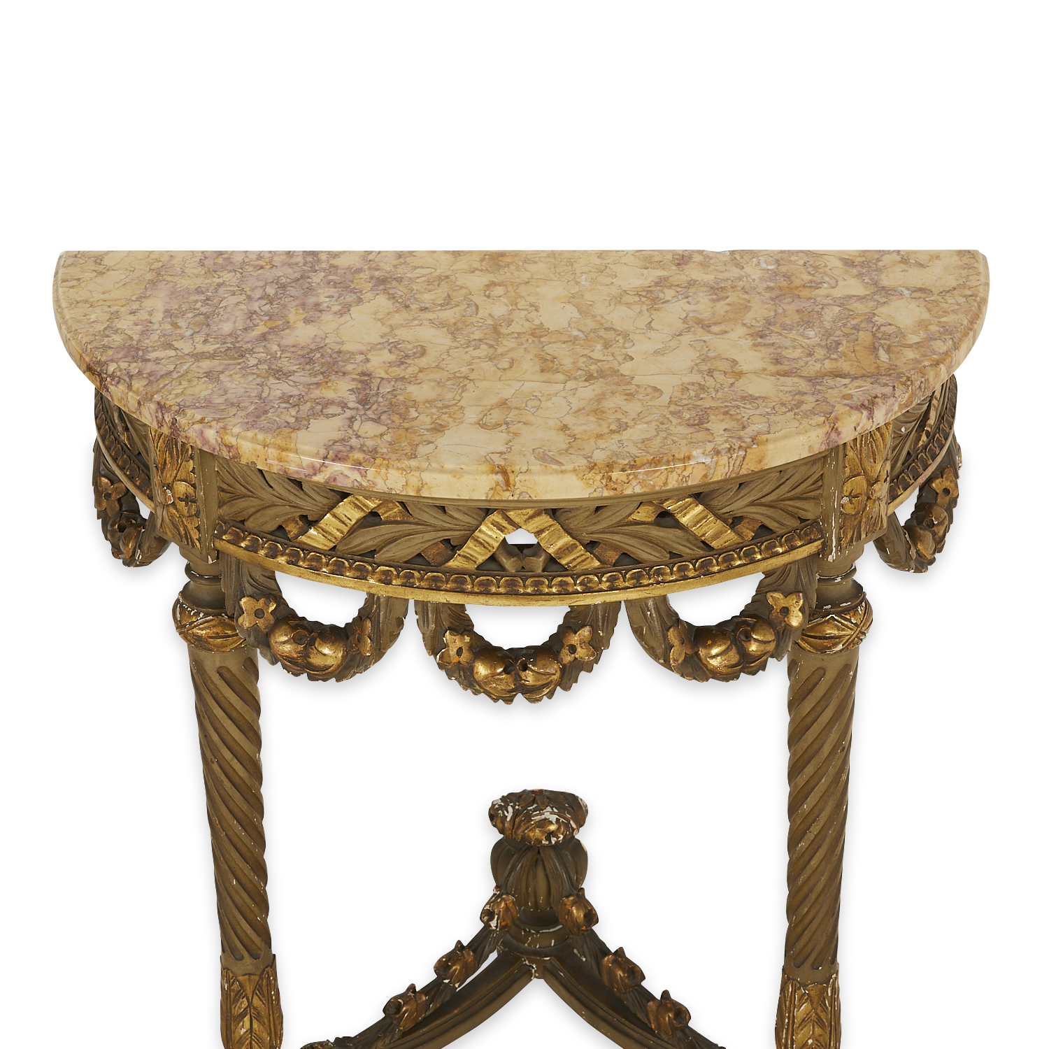 Pr French Louis XVI Style Demilune Hall Tables - Image 12 of 22