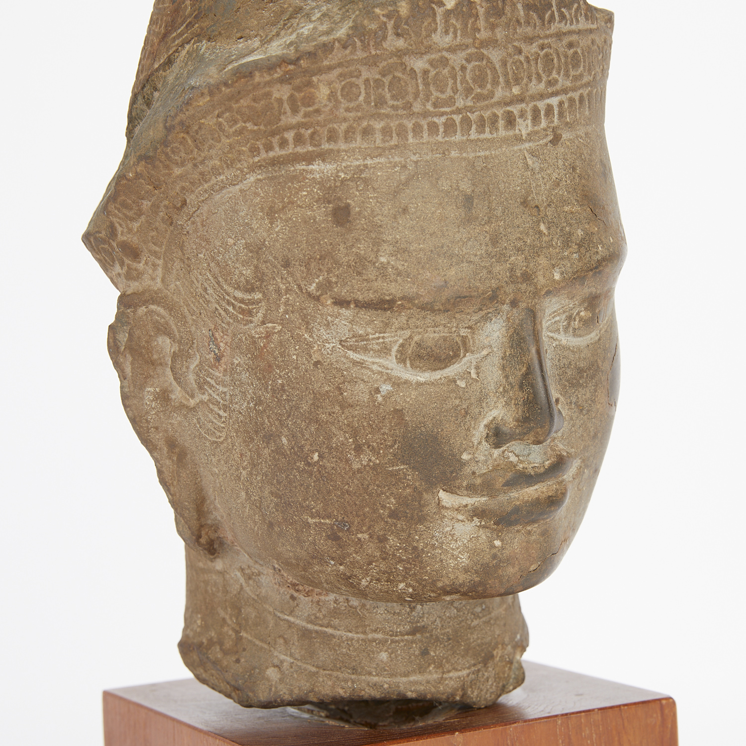 13th/14th c. Greystone Khmer Head - Image 8 of 12