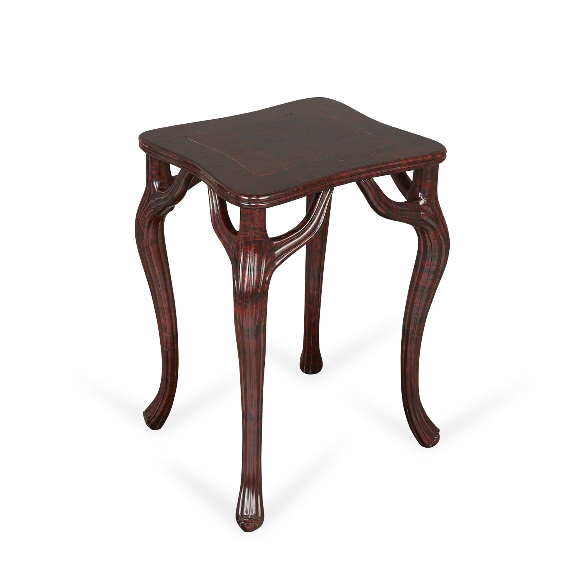 Set 3 Chinese Burl Chairs & Table w/ Faux Antler - Bild 14 aus 28