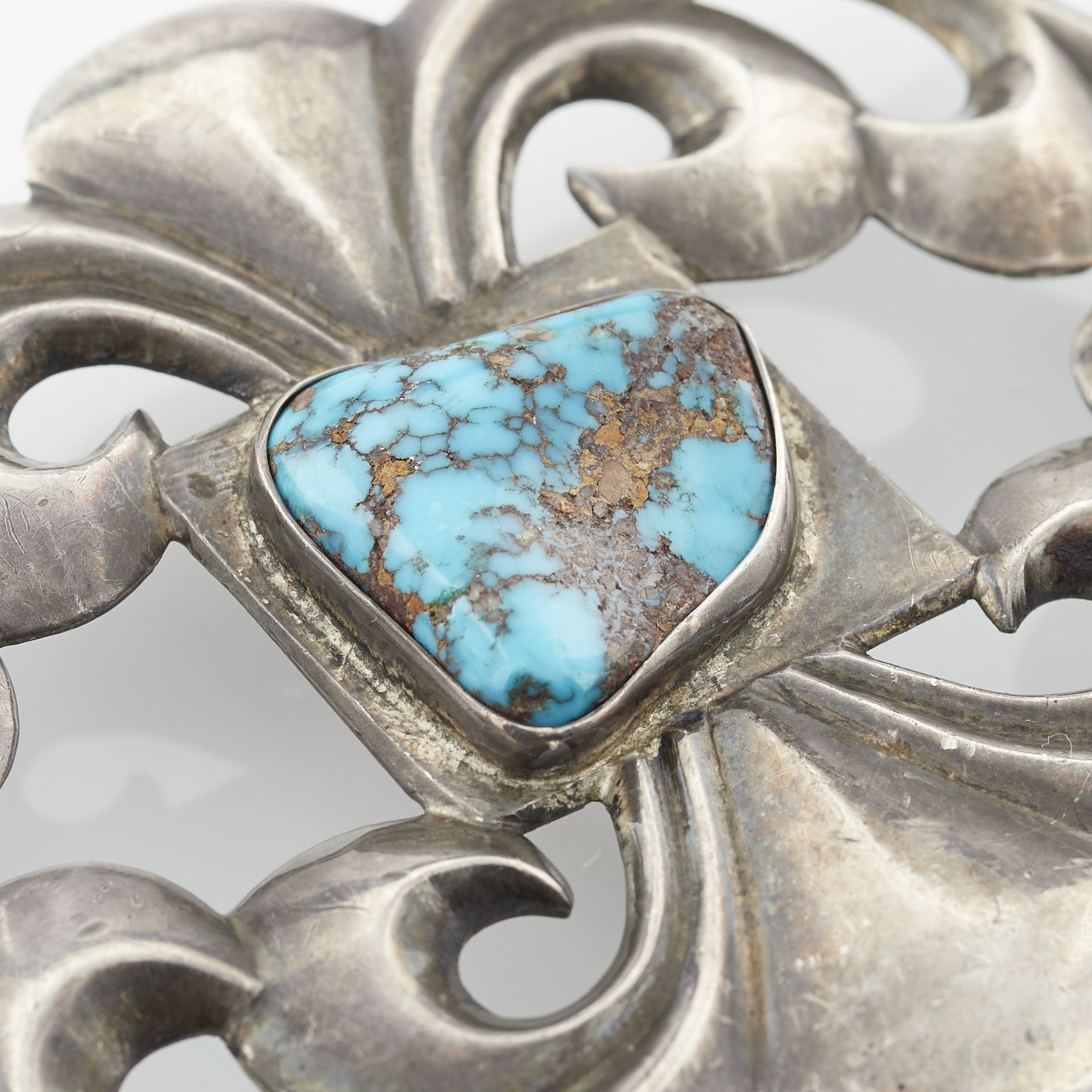 Large Sandcast Buckle w/ Turquoise - Image 3 of 7