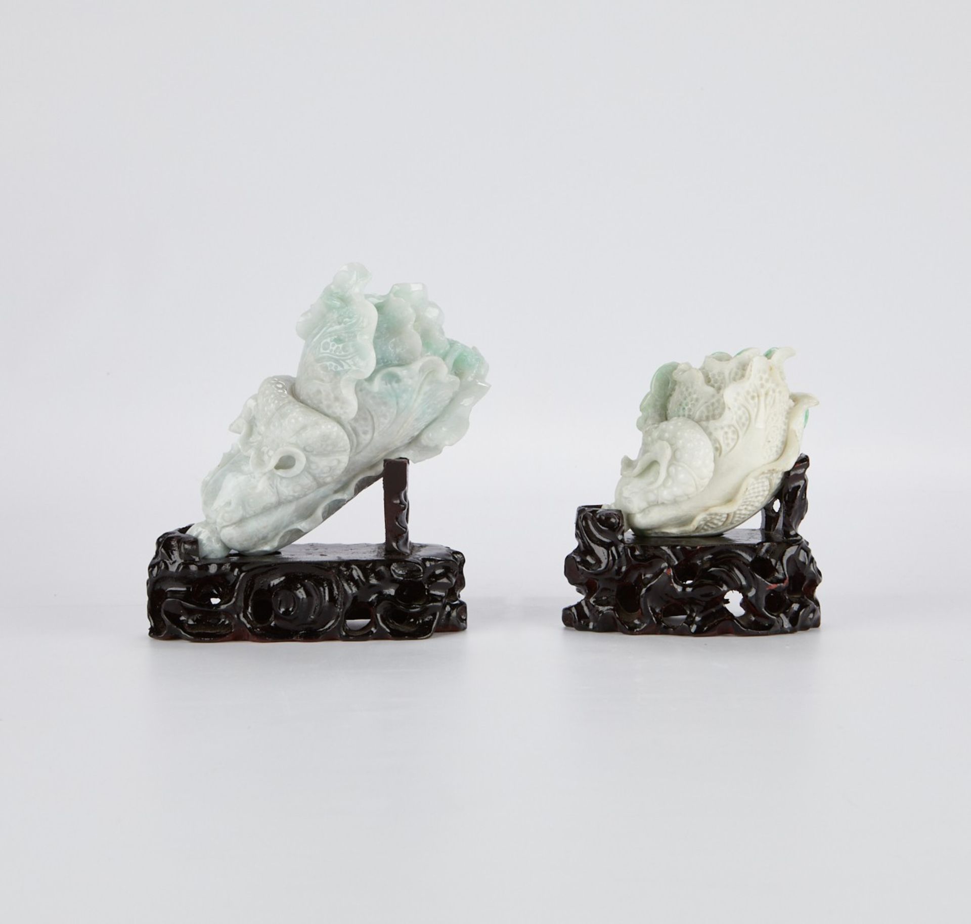 2 Fine Chinese Carved Jade Cabbages - Bild 2 aus 11
