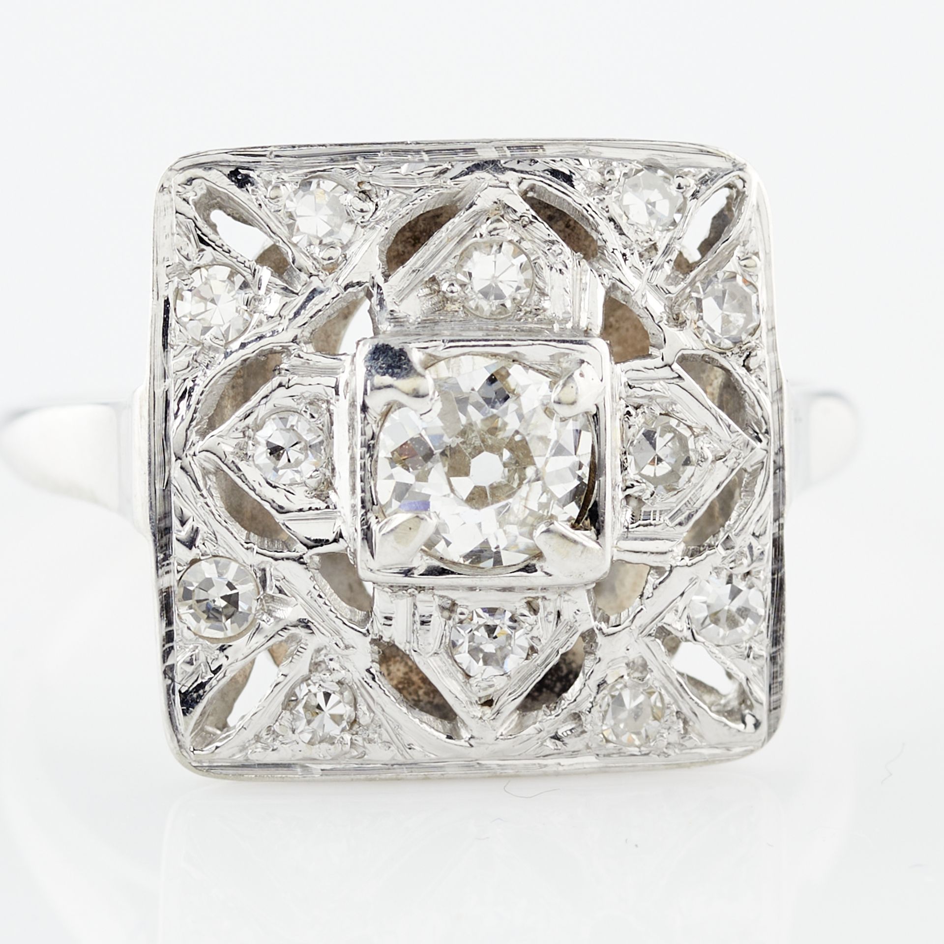 14k White Gold Art Deco Style Ring - Image 3 of 11