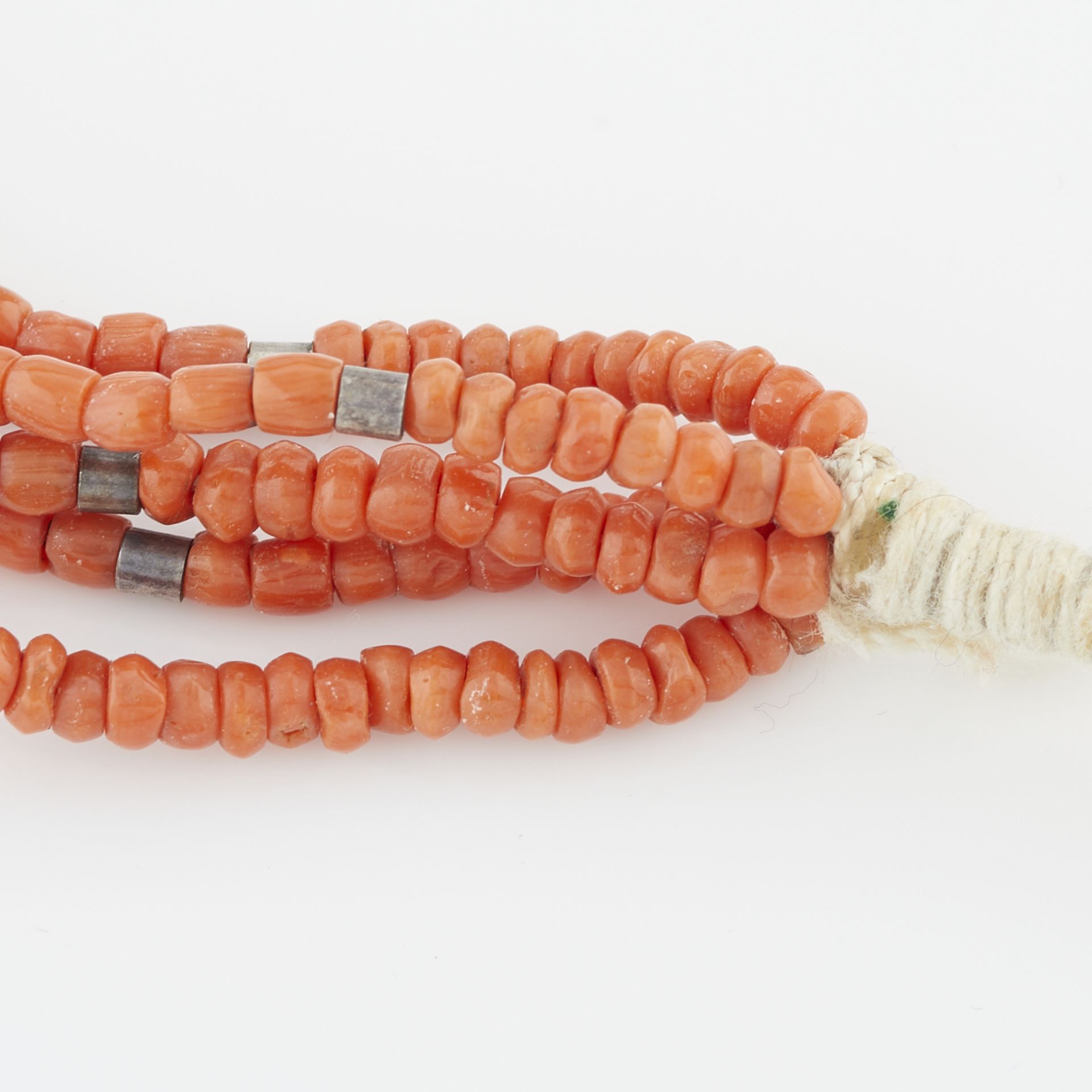 Five Strand Coral Heishi Necklace - Image 3 of 7
