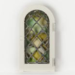 Antique Geometric Stained Glass Arched Window