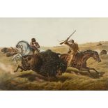 Currier & Ives "The Buffalo Hunt" Print 1862