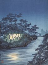 Kobayashi Kiyochika "Fireflies at Night" Woodblock